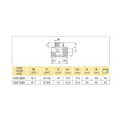 TRÓJNIK 133024 1/2"-1/2"F -1"M
