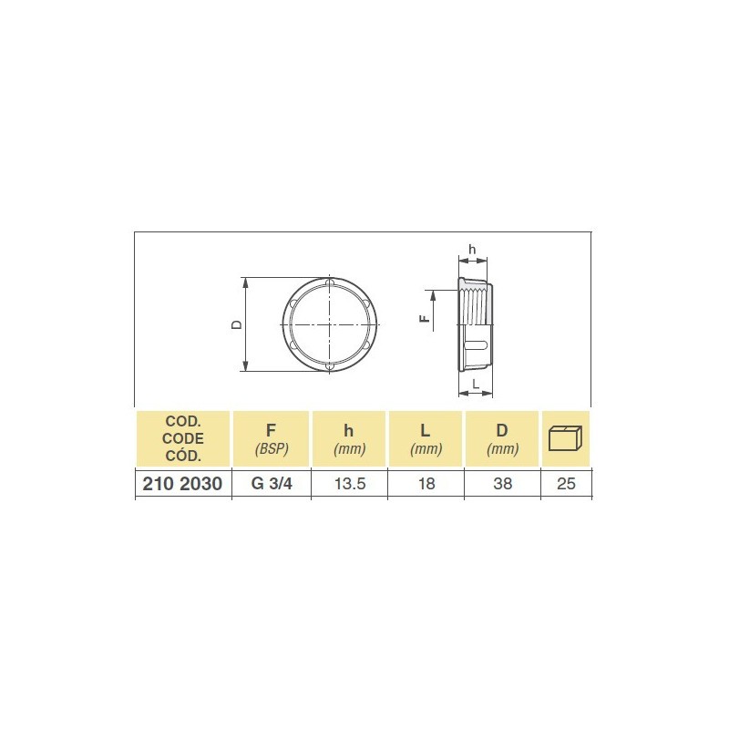 NAKRĘTKA-ZAŚLEPKA 2102030 3/4" 8044201