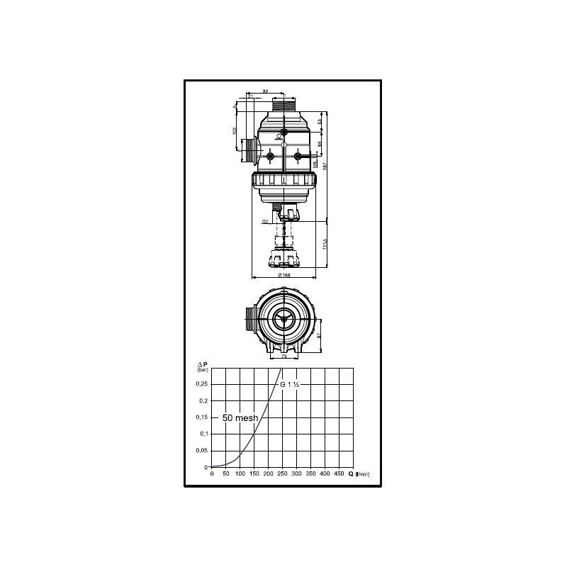 FILTR SSĄCY 3162463 1 1/2 " 50-MESCH Z ZAWOREM
