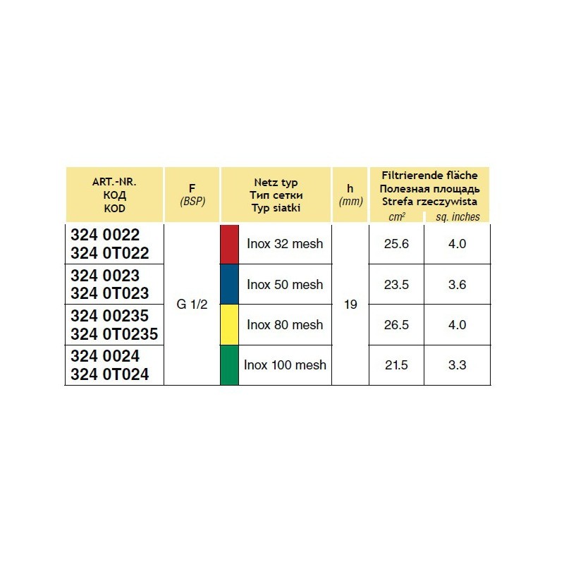 FILTR ODST. 3240T024 1/2" F 100 MESH