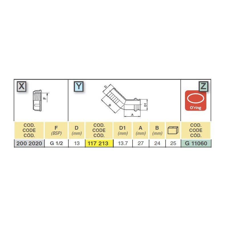 KOLANKO 117213 1/2" D.13  45°