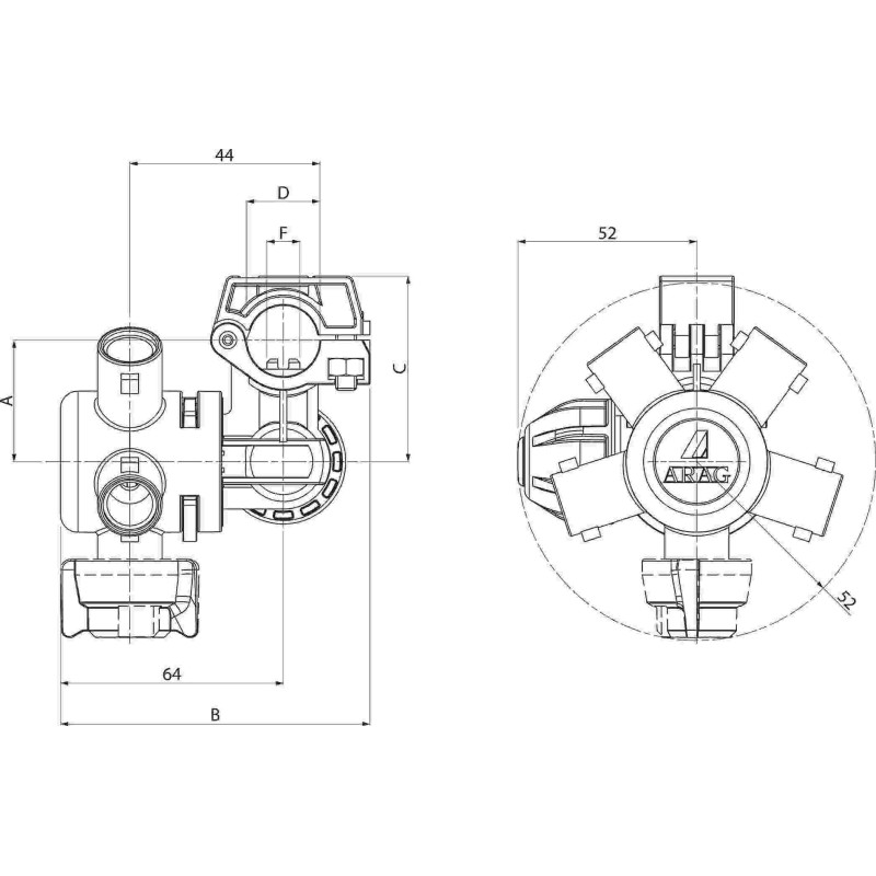 GŁOWICA ARAG (5) 1/2" F.10 4064L947 LEWA