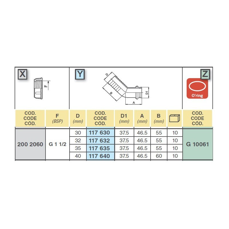 KOLANKO 117640 1 1/2" D.40  45° 8015352