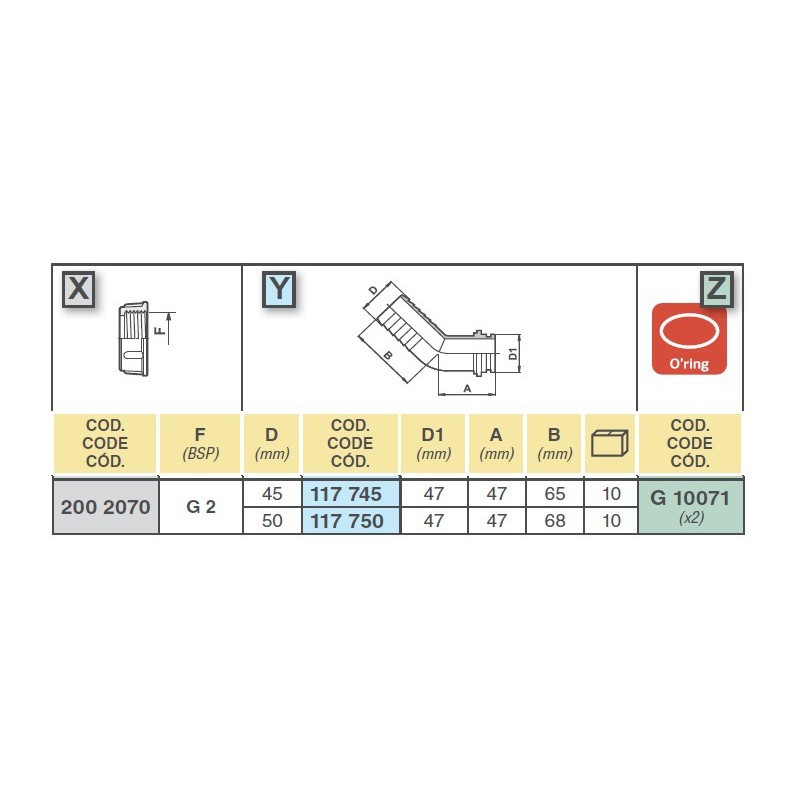 KOLANKO 117750 2" D.50 45°