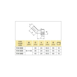 KOLANKO 114640  1 1/2"  D.40 ZGZ   45°