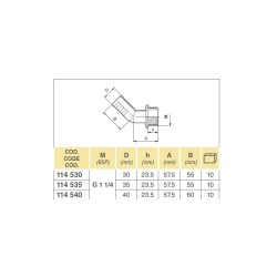 KOLANKO 114540  1 1/4" D.40  ZGZ   45°