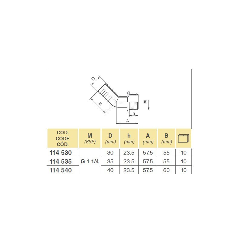 KOLANKO 114540  1 1/4" D.40  ZGZ   45°