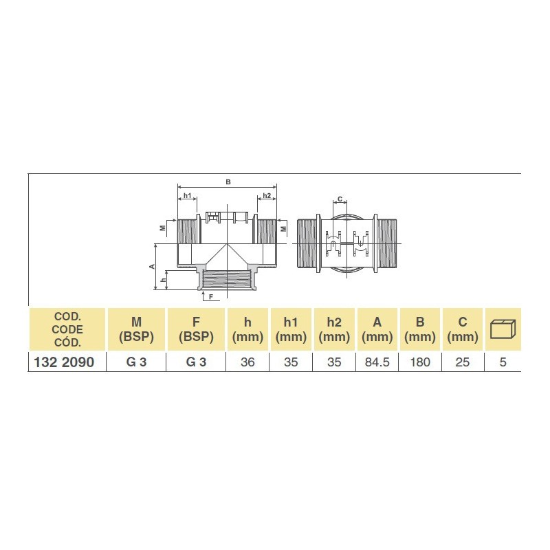 TRÓJNIK 3"F-3"M-3"M  1322090